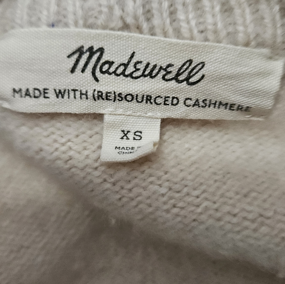 MADEWELL (Re)sourced Cashmere Crewneck Sweater In Heathered Beige. XS - Picture 4 of 15